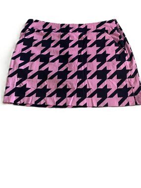 Loudmouth Golf Skort Women's 8 Pink Black Houndstooth Golf Tennis Pockets